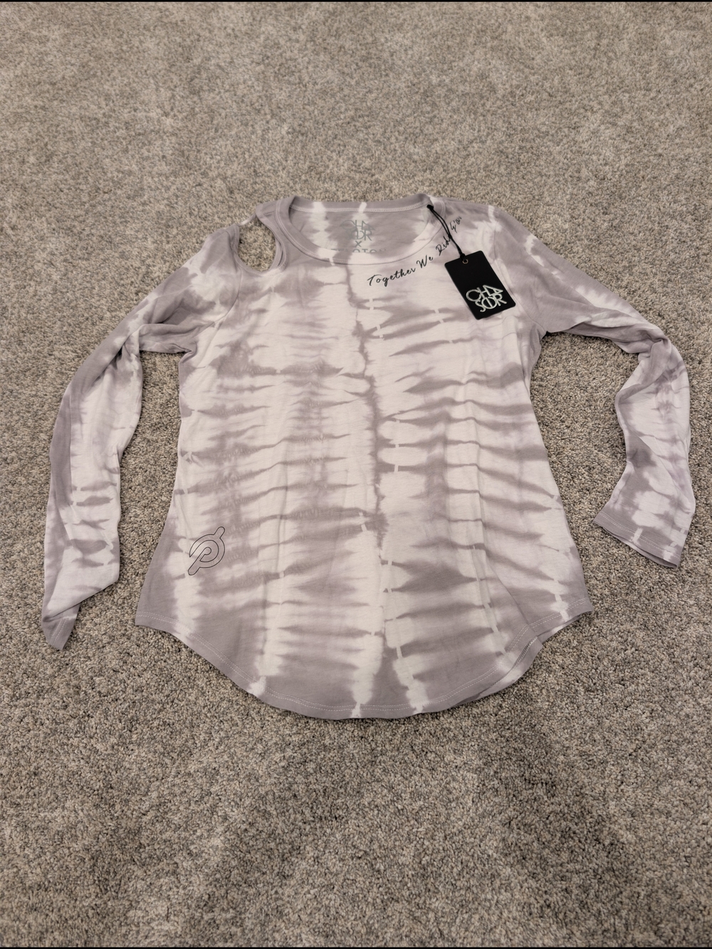 Women's Long Sleeve Tie-Dye Top - Light Gray